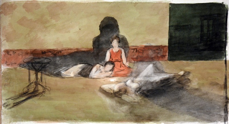 Театральний ескіз. Три жіночі фігури