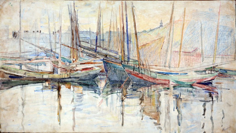 Пейзаж із човнами