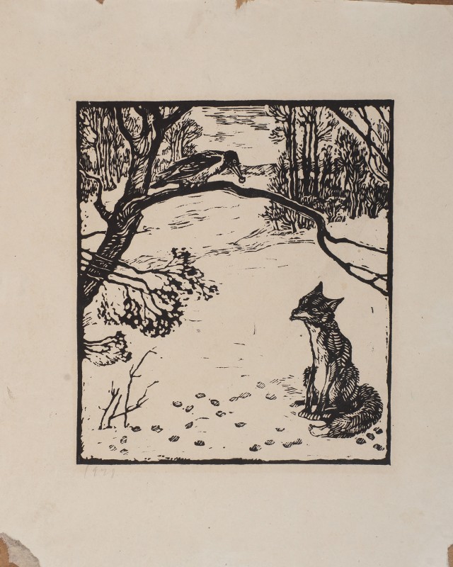 Ілюстрація до байки Л. Глібова «Ворона та Лисиця»