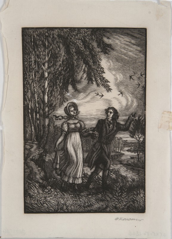 Ілюстрація до роману О. Пушкіна «Євгеній Онєгін». Ольга та Лєнський.