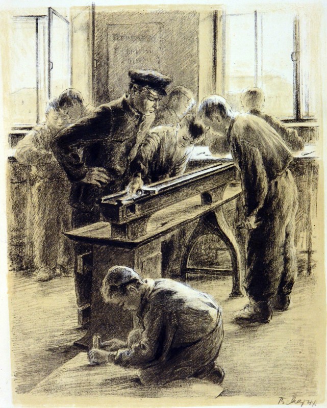 У слюсарній майстерні.