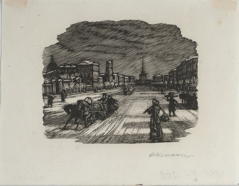 Ілюстрація до роману О. Пушкіна «Євгеній Онєгін». Вулиця.