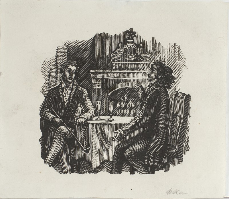 Ілюстрація до роману О. Пушкіна «Євгеній Онєгін». Онєгін та Лєнський.