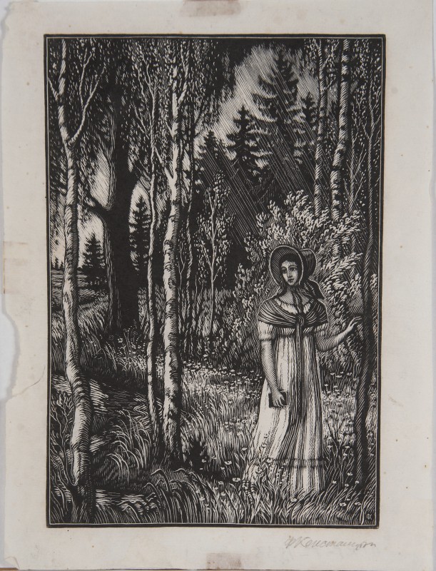 Ілюстрація до роману О. Пушкіна «Євгеній Онєгін». Тетяна на прогулянці.