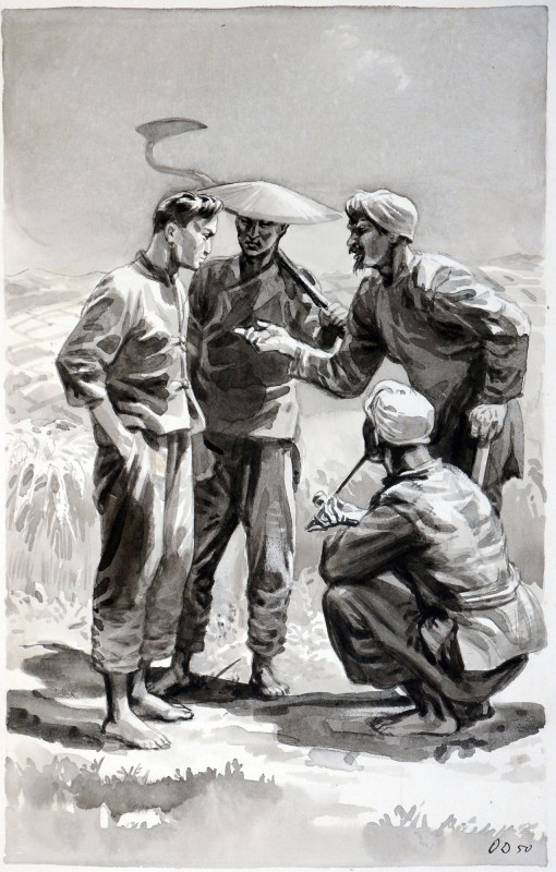 Ілюстрація до роману Дін Лін «Сонце над рікою Сангань». Глава VIІI. Очікування