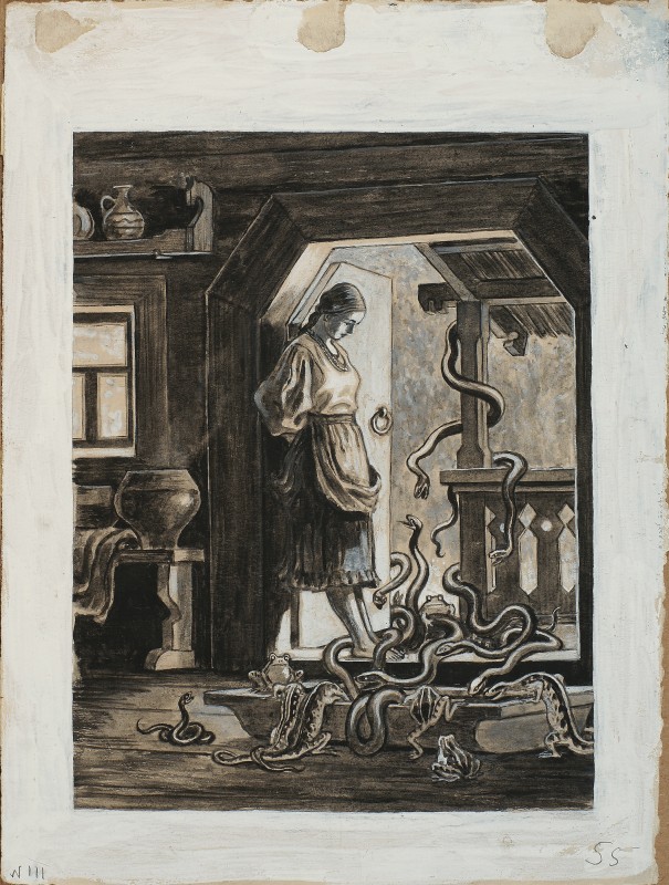 Ілюстрація до казки «Дідова дочка і бабина дочка»