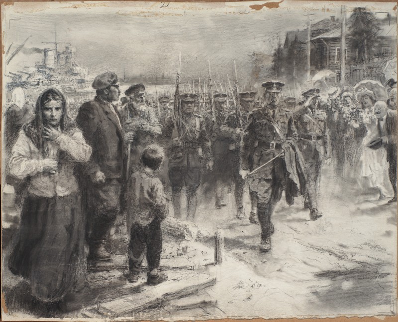 Ілюстрація до повісті М. Нікітіна «Північна Аврора». Висадка інтервентів в Архангельську