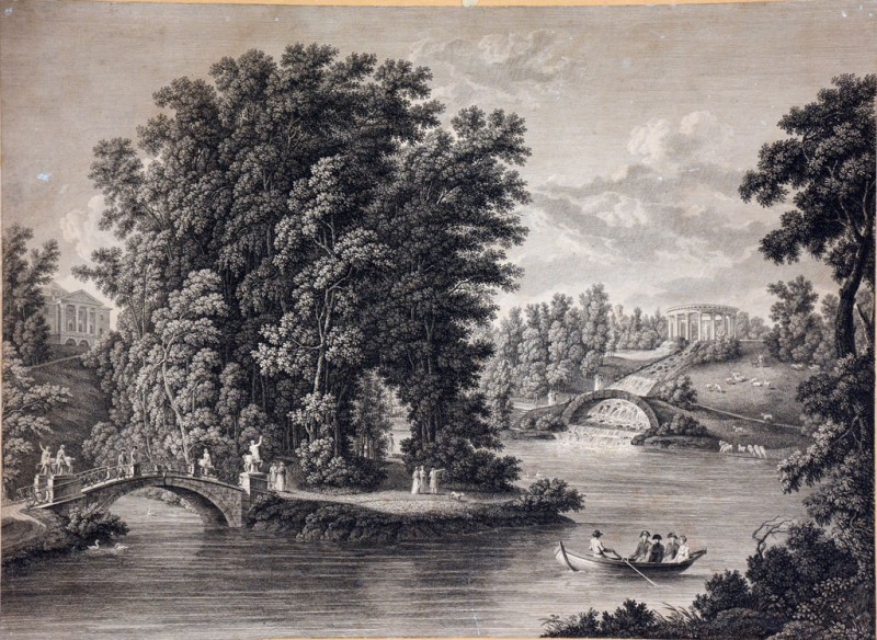 Вид колонади Аполона з каскадом у Павловську. 1813. З оригіналу С. Щедріна.