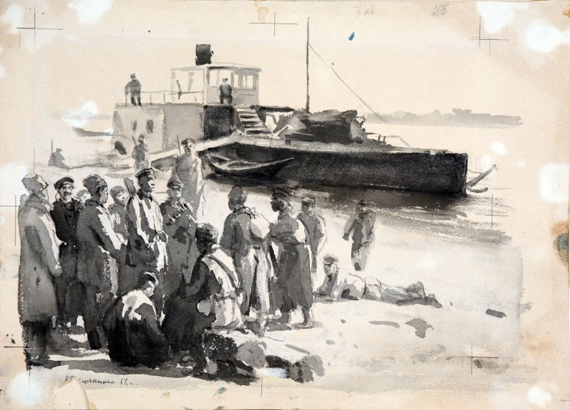 Ілюстрація до трилогії О. Толстого «Ходіння по муках». Похорони Хведіна