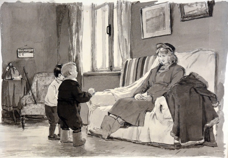 Ілюстрація дооповідання А. Гайдара «Чук і Гек». Розмова з мамою