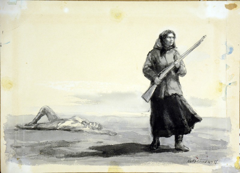 Ілюстрація до трилогії О. Толстого «Ходіння по муках». Розстріл Немешаєва