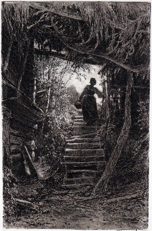 Селянка, що спускається сходами