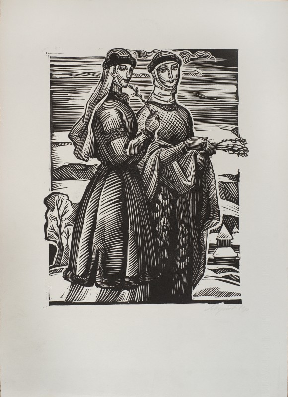 Ілюстрація до драми І. Кочерги «Ярослав Мудрий». Дочки Ярослава Мудрого Анна і Єлизавета