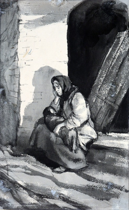 Ілюстрація до трилогії О. Толстого «Ходіння по муках». Жінка з дитиною