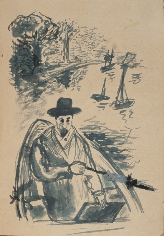 Поль Сіньяк у човні. Малюнок для гравюри «Портрет Сіньяка»
