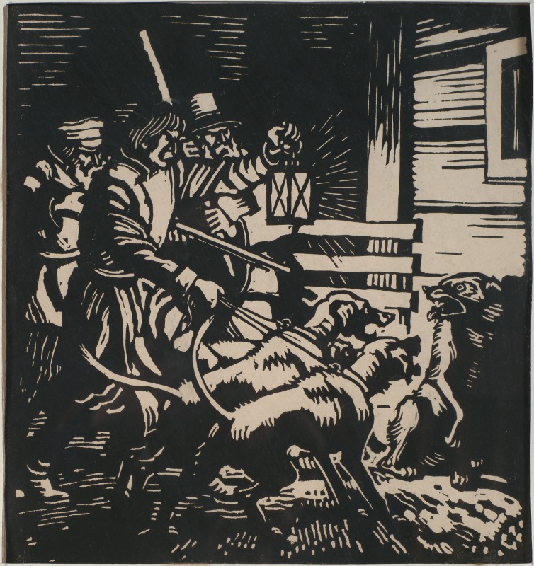 Ілюстрація до байки І. Крилова «Вовк на псарні»