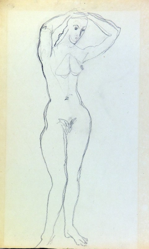 Оголена жінка з піднятими руками