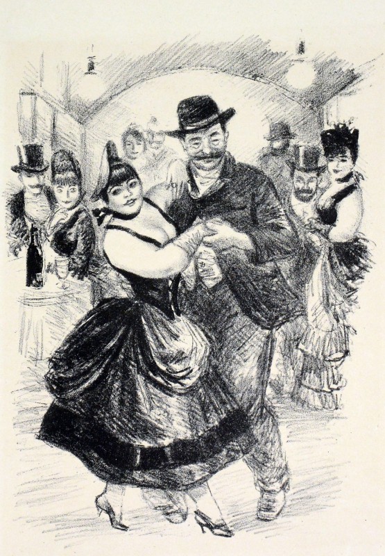 Ілюстрація до роману Гі де Мопассана «Милий друг». Танцювальна зала кафе «Рен Бланш»»