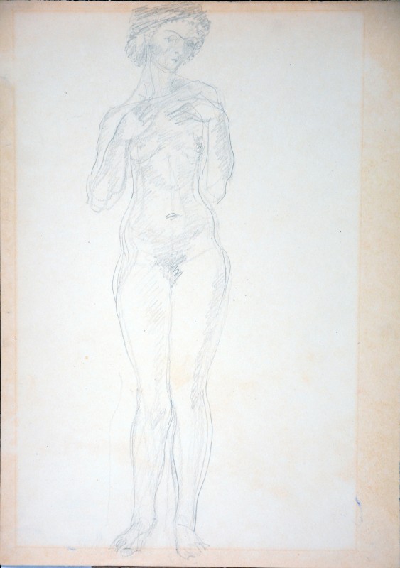 Оголена, що стоїть (руки на грудях)