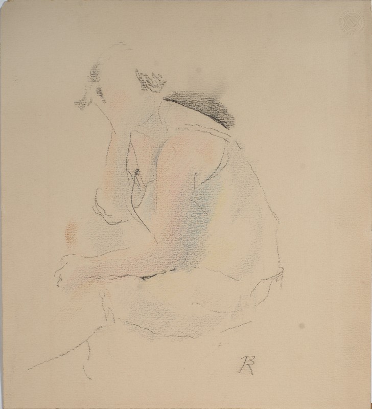 Начерк оголеної жінки, що сидить