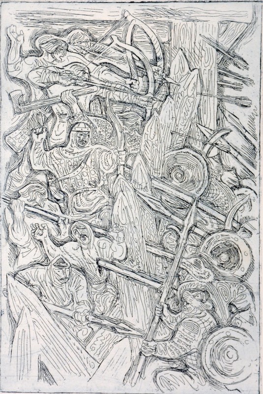 Ілюстрація до повісті І. Франка «Захар Беркут». Бій з татарами