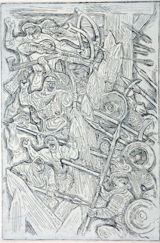 Ілюстрація до повісті І. Франка «Захар Беркут». Бій з монголами