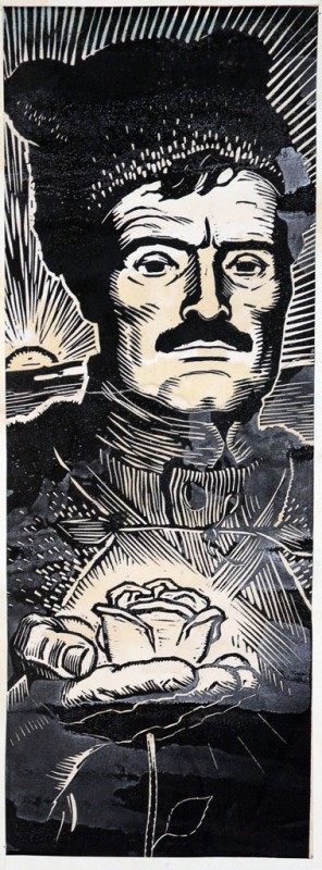 Губенко з трояндою революції. Ілюстрація до роману Ю. Яновського «Вершники».