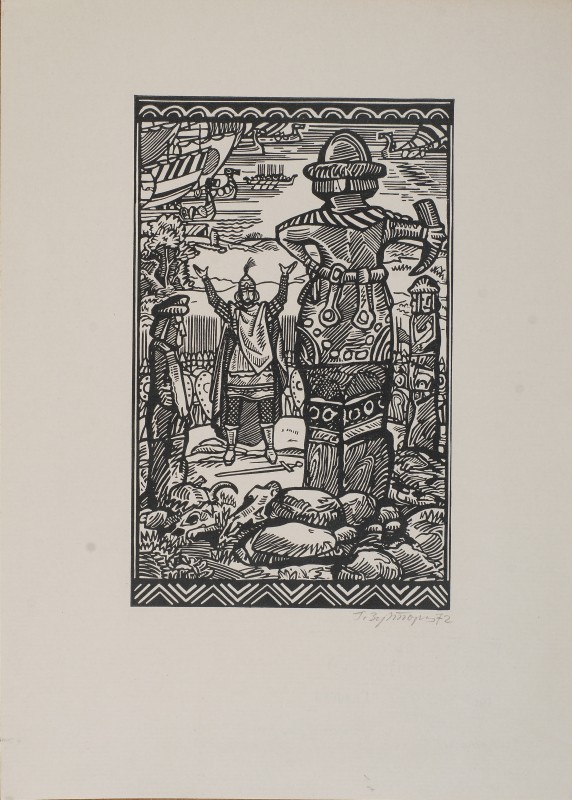 Володимир перед ідолами.  Ілюстрація до роману С. Скляренка «Володимир»