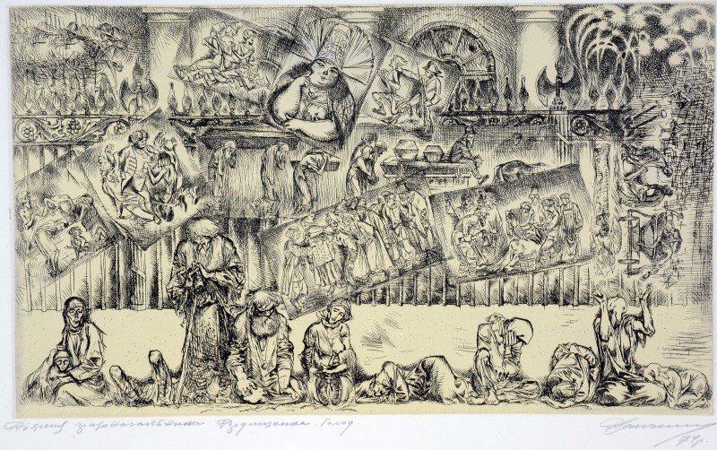 Ілюстрація до повісті М. Салтикова-Щедріна «Історія одного міста». Діяння градоначальника Фердищенка. Голод