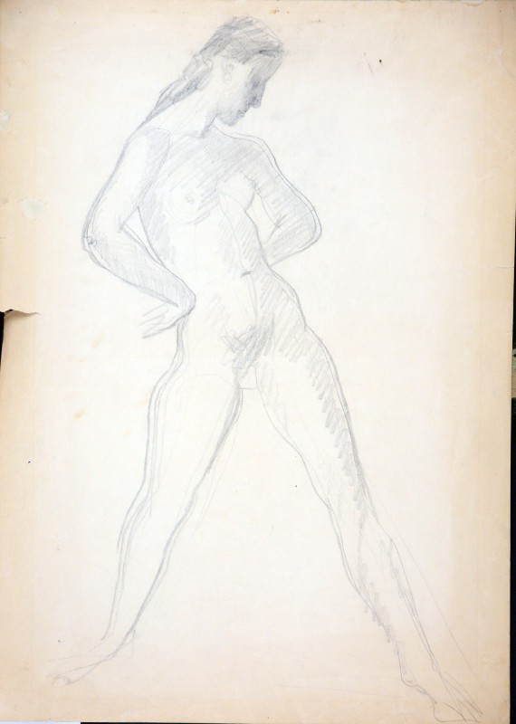 Оголена, що стоїть  (руки на стегнах)