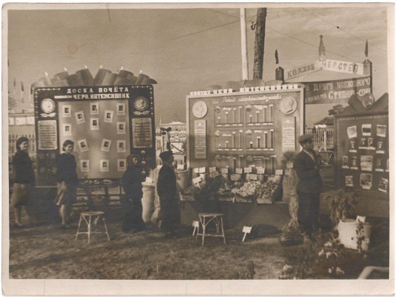 Фото виставки сільгоспвиробників Овідіопольського району. 1950 р.