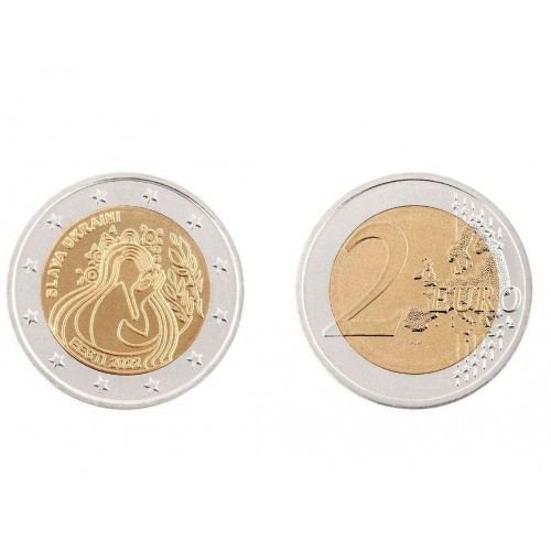 Монета номіналом 2 євро  «Слава Україні» "SLAVA UKRAINI". Естонія.