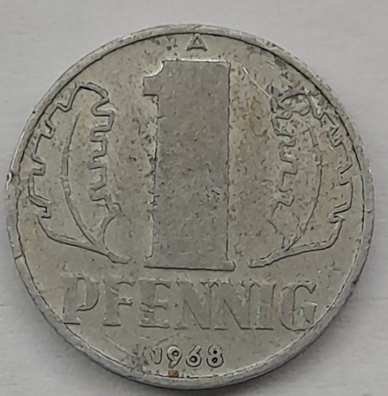 Монета, 1 PFENNIG (1 пфеніг), Німеччина, 1968 рік