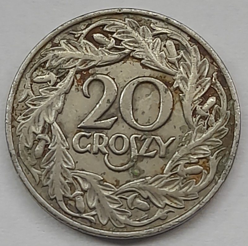 Монета. 20 CROSZY (20 грошей), Польща, 1923 рік
