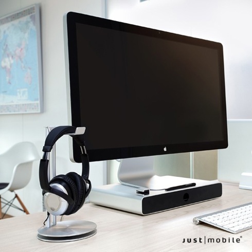 Just Mobile stojan na slúchadlá HeadStand Deluxe - Silver aluminium