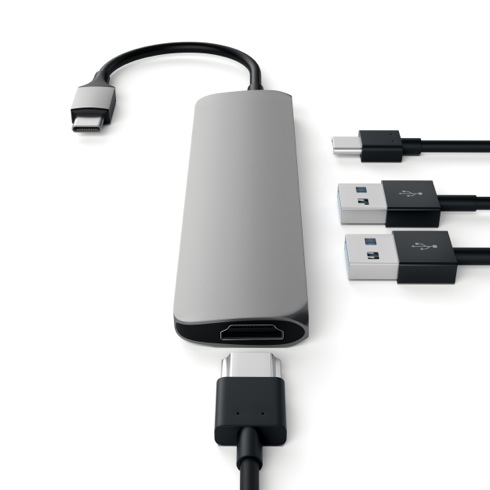 Satechi USB-C Slim Multiport adaptér - Space Gray Aluminium