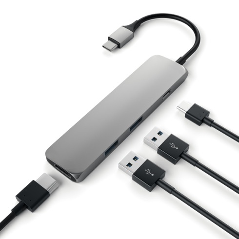 Satechi USB-C Slim Multiport adaptér - Space Gray Aluminium