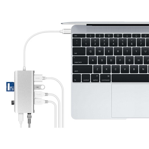 LMP USB-C mini Dock 8-port - Silver Aluminium