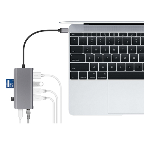 LMP USB-C mini Dock 8-port - Space Gray Aluminium