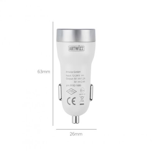 Artwizz nabíjačka do auta CarPlug Double (3.4A) - Alu-White