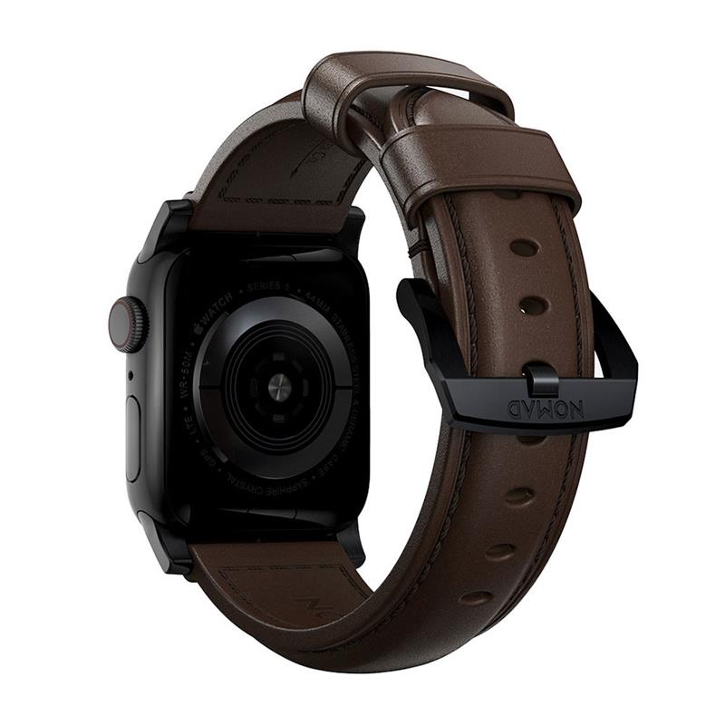 Nomad kožený řemínek pro Apple Watch 49/45/44/42 mm - Traditional Brown/Black Hardware