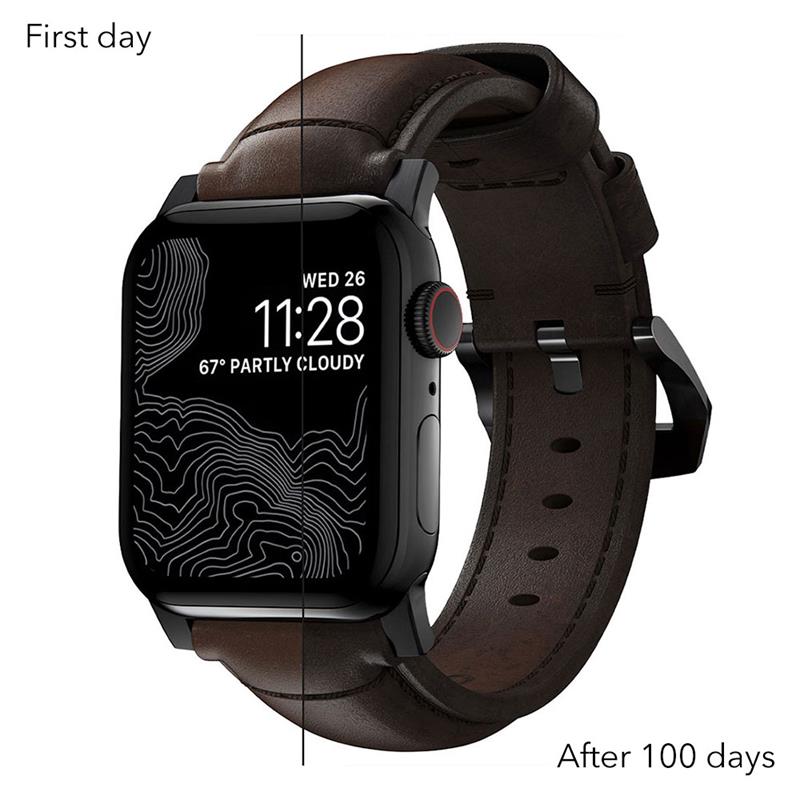 Nomad kožený řemínek pro Apple Watch 49/45/44/42 mm - Traditional Brown/Black Hardware