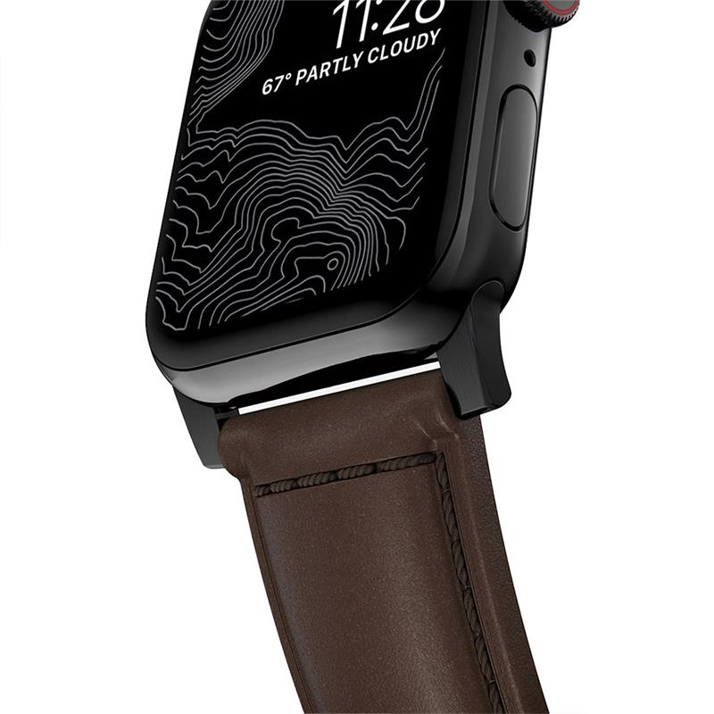 Nomad kožený řemínek pro Apple Watch 49/45/44/42 mm - Traditional Brown/Black Hardware