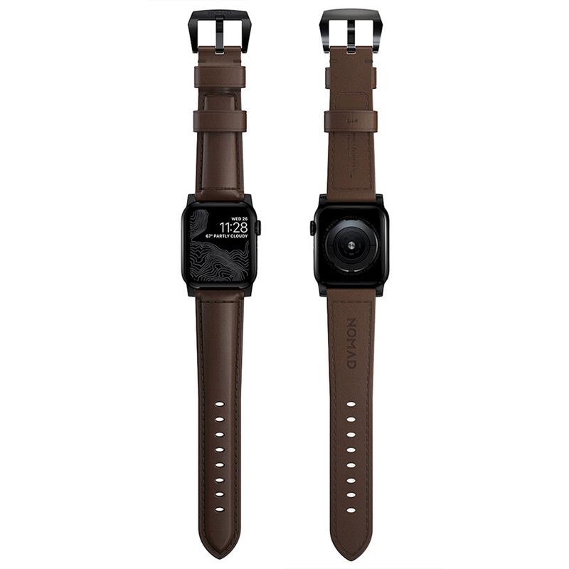 Nomad kožený řemínek pro Apple Watch 49/45/44/42 mm - Traditional Brown/Black Hardware