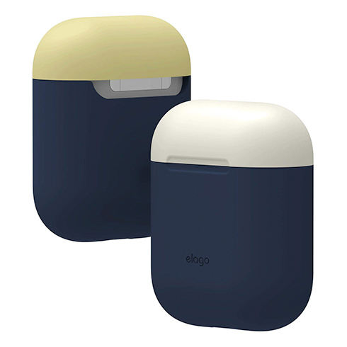 Elago Airpods Silicone Duo Case - Jeans Indigo/White, Yellow