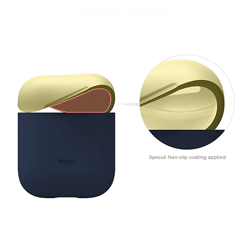 Elago Airpods Silicone Duo Case - Jeans Indigo/White, Yellow