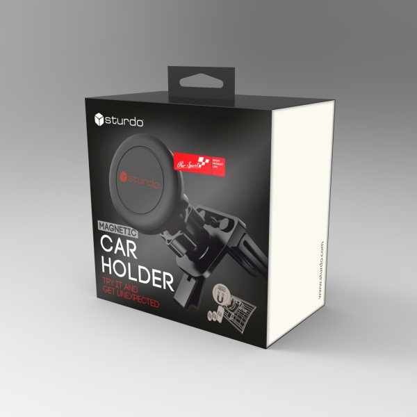 Sturdo magnetický držiak do auta do vetracej mriežky, čierny