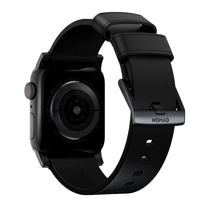 Nomad kožený remienok pre Apple Watch 44-49mm - Modern Black/Black Hardware