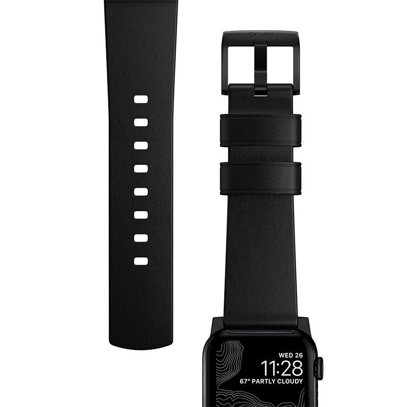 Nomad kožený remienok pre Apple Watch 44-49mm - Modern Black/Black Hardware