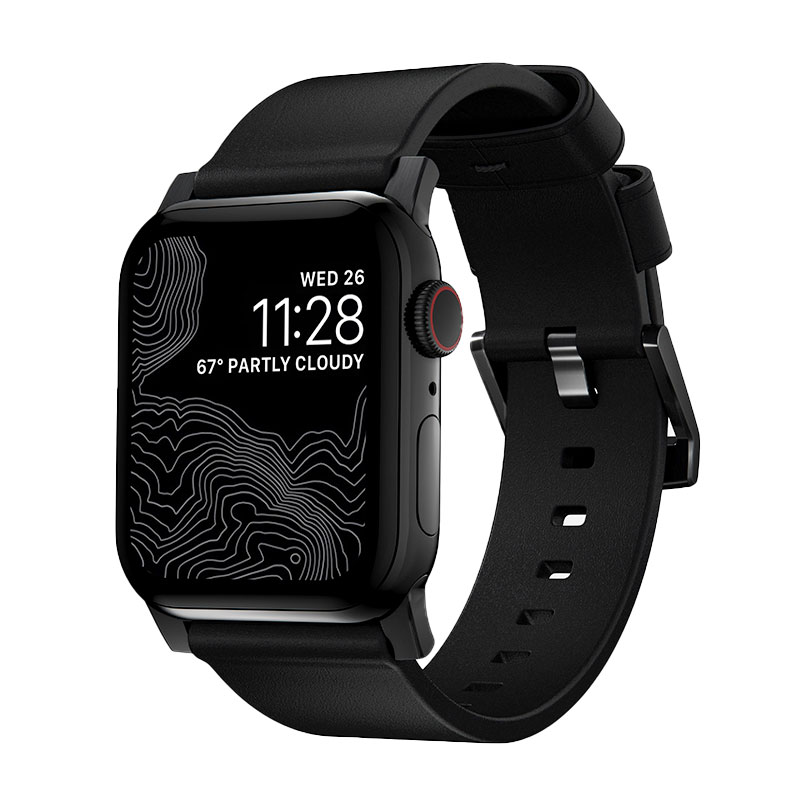 Nomad kožený remienok pre Apple Watch 44-49mm - Modern Black/Black Hardware